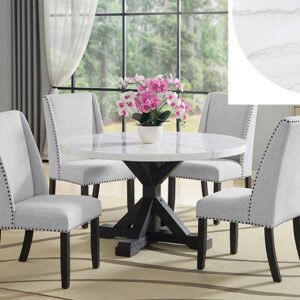 1320-54R-5P VARLEY MARBLE ROUND TBL,WING CHAIRS