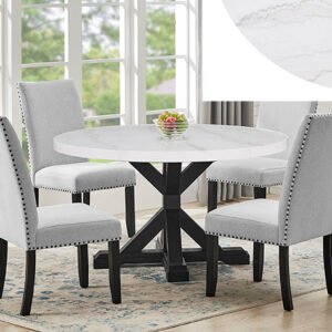 1320RD-5P VARLEY ROUND MARBLE DINING GROUP