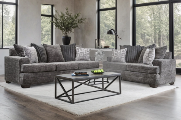 2675-07 CHARCOAL Sofa & Loveseat Set - Image 2