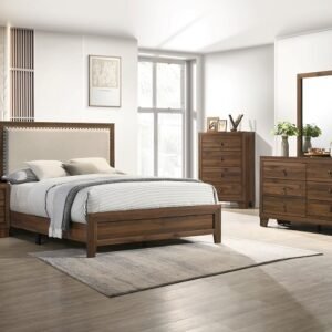 SETB9255 MILLIE UPHOLSTERED BED GROUP BROWN