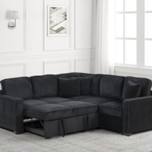 Ariel Black Sectional With Pull-Out Bed
