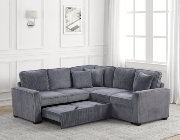 Ariel Charcoal Sectional With Pull-Out Bed - Image 2