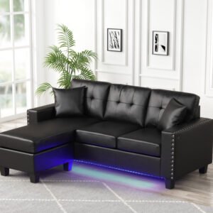 Messi Black PU - Reversible Sectional