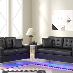 Miami Black - Sofa & Loveseat Set (LED LIGHTS)