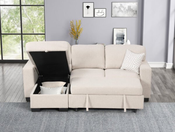 Pacific Beige Reversible Sectional With Pull-Out Bed - Image 2