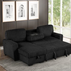 Poland Black Reversible Sectional With Pull-Out Bed