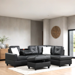 Rocket PU Reversible Sectional (Black)