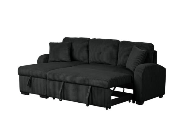 Silvia Black - Reversible Sectional With Pull-Out Bed - Image 3