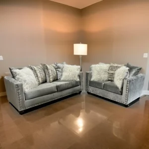 S315 Silver Sofa and Loveseat
