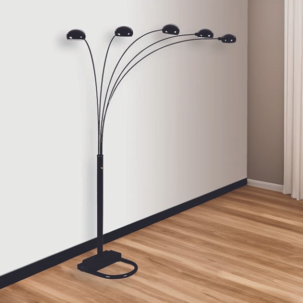 4888B-BK PEACOCK SHADE FLOOR LAMP BK 82"H