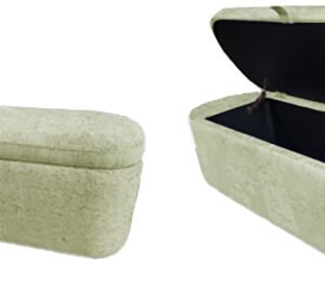 4924GR-BENCH PHILIPA STORAGE BENCH-L.GREEN TWEED