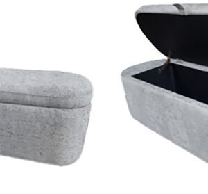 4924LG-BENCH PHILIPA STORAGE BENCH- L.GREY TWEED