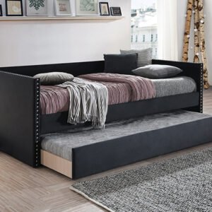 5321BK-SET SADIE BLACK VELVET DAYBED