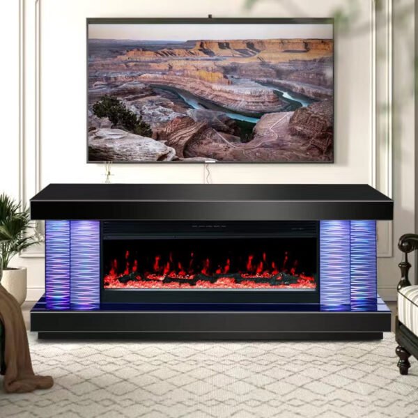 A89 TV STAND W/FIREPLACE (BLACK) - Image 2