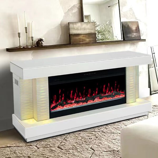 A91 TV STAND W/FIREPLACE (WHITE) - Image 3