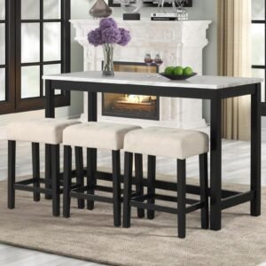 Gloria Linen - Pub Table + 3 Chair Set