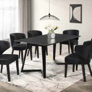Hamilton ONYX Black Dining Table + 6 Chair Set