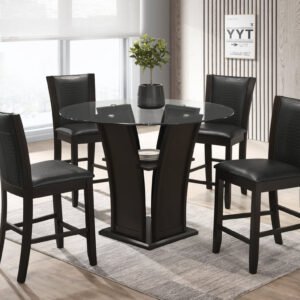 Orlando - Black Pub Table + 4 Chair Set