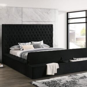Paris Black Platform Bed Queen, King
