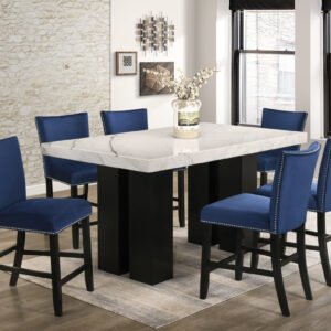 Finley Blue - (GENUINE MARBLE) Counter Height Table & 6 Chairs